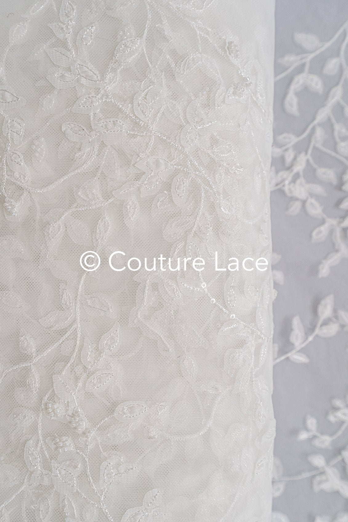 Fine floral 3D blossom bridal lace, bridal fabric with embroidery for wedding dresses with small flowers // L25-742