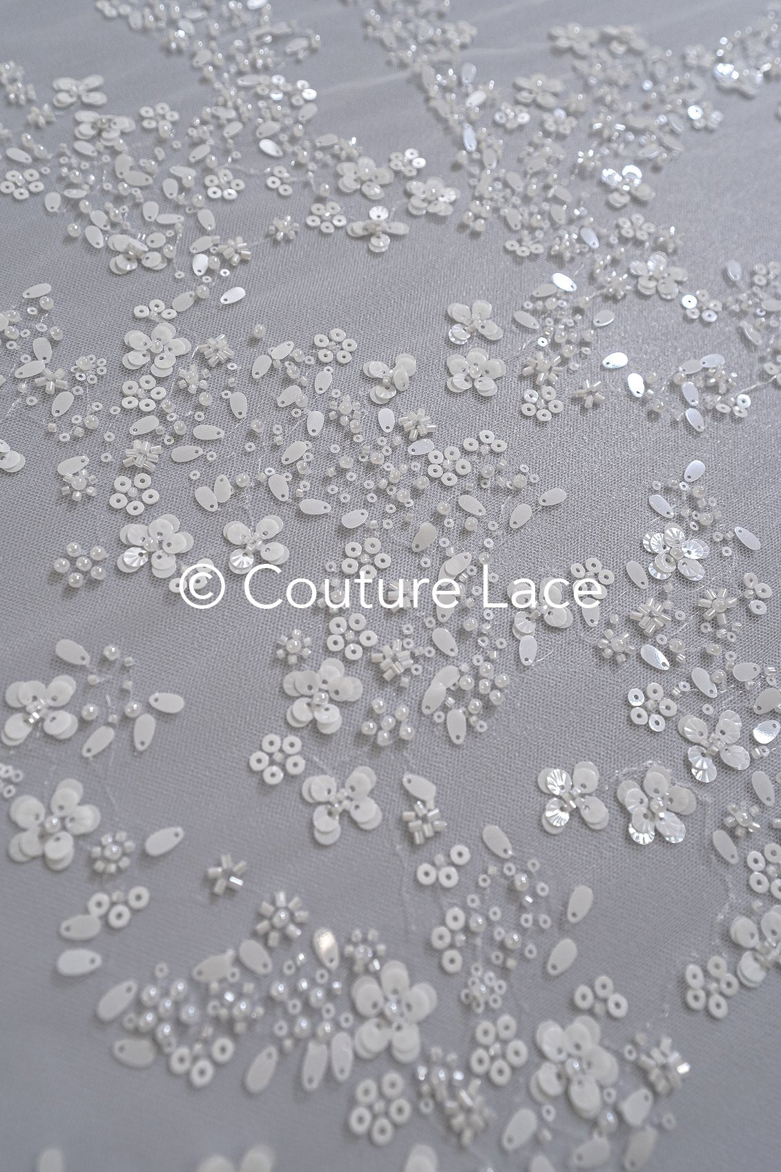 Beaded bridal lace/ Beaded embroidery for wedding dresses/ Bridal fabrics // L25-749