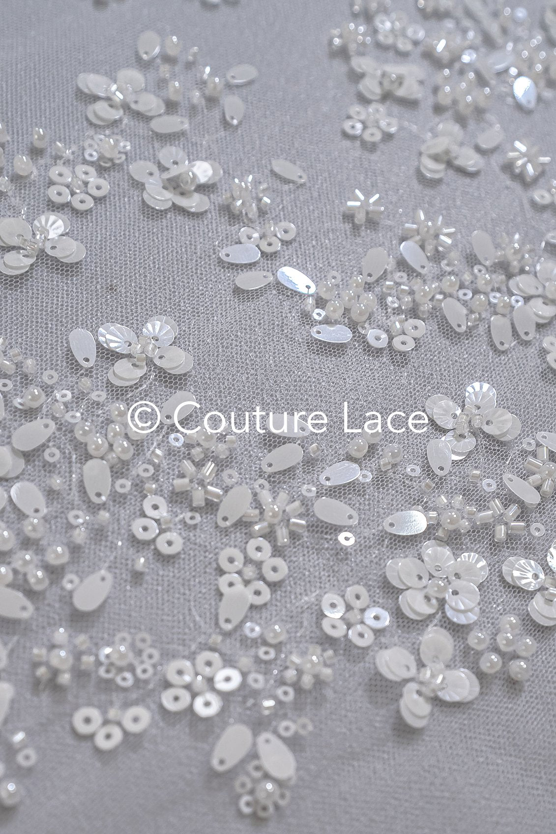 Beaded bridal lace/ Beaded embroidery for wedding dresses/ Bridal fabrics // L25-749
