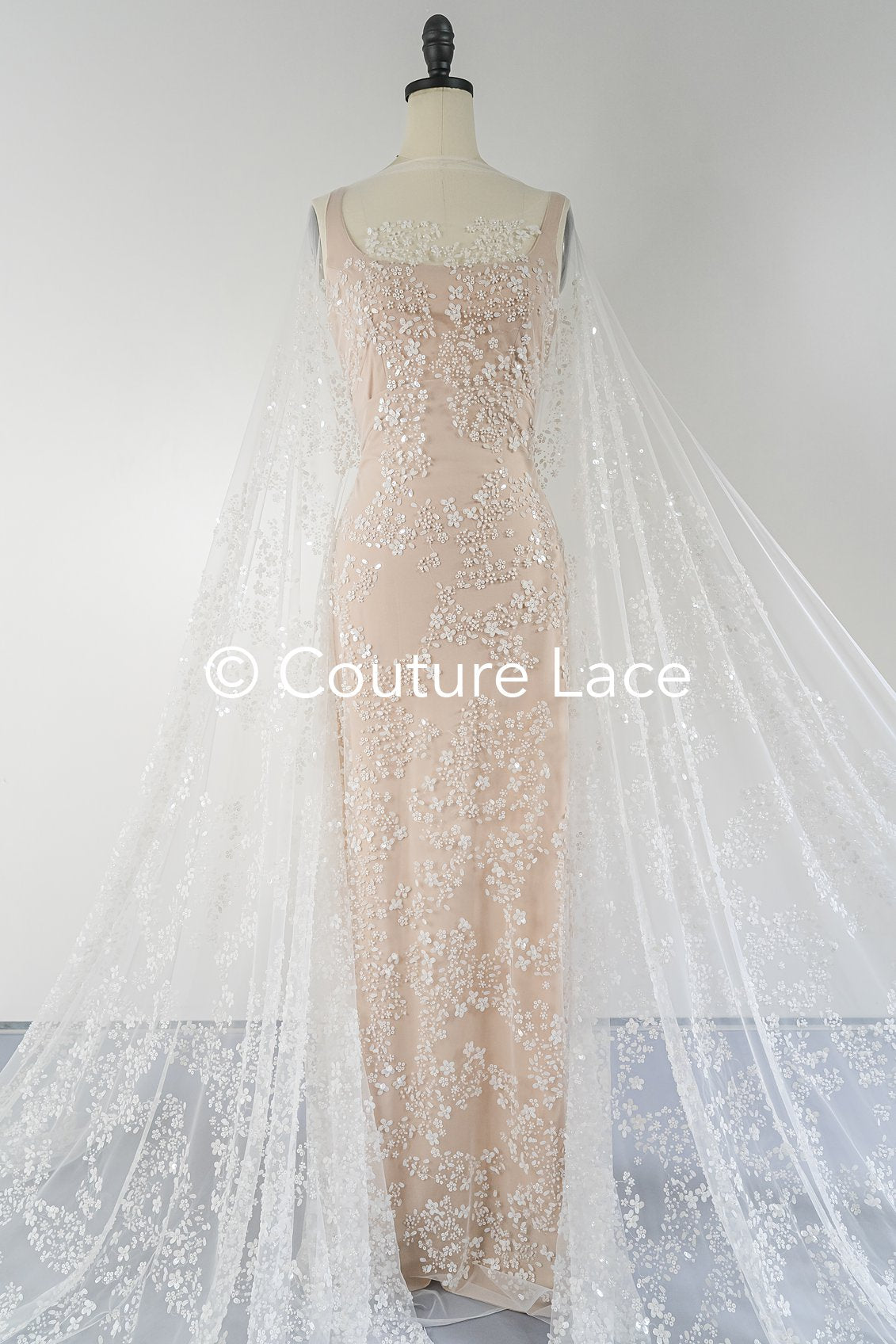 Beaded bridal lace/ Beaded embroidery for wedding dresses/ Bridal fabrics // L25-749