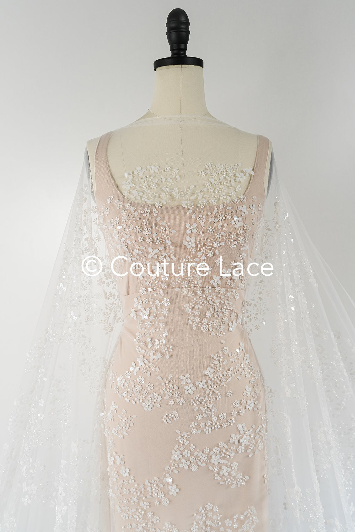 Beaded bridal lace/ Beaded embroidery for wedding dresses/ Bridal fabrics // L25-749