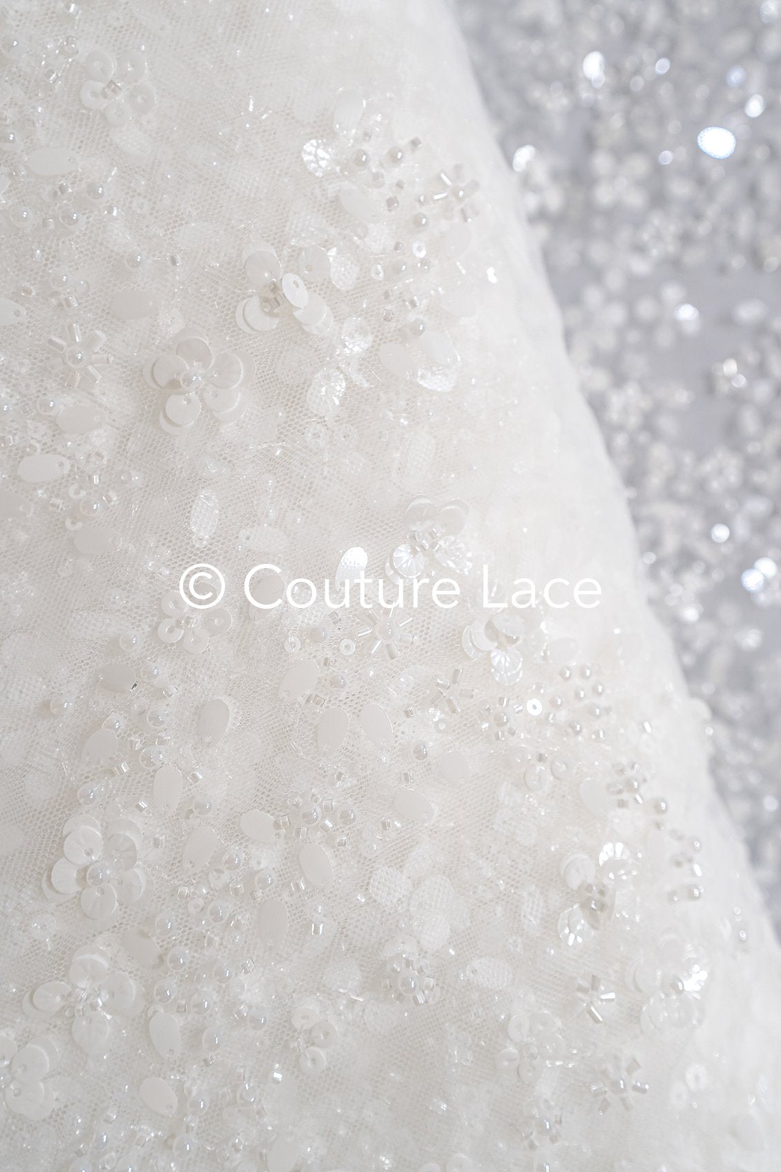Beaded bridal lace/ Beaded embroidery for wedding dresses/ Bridal fabrics // L25-749