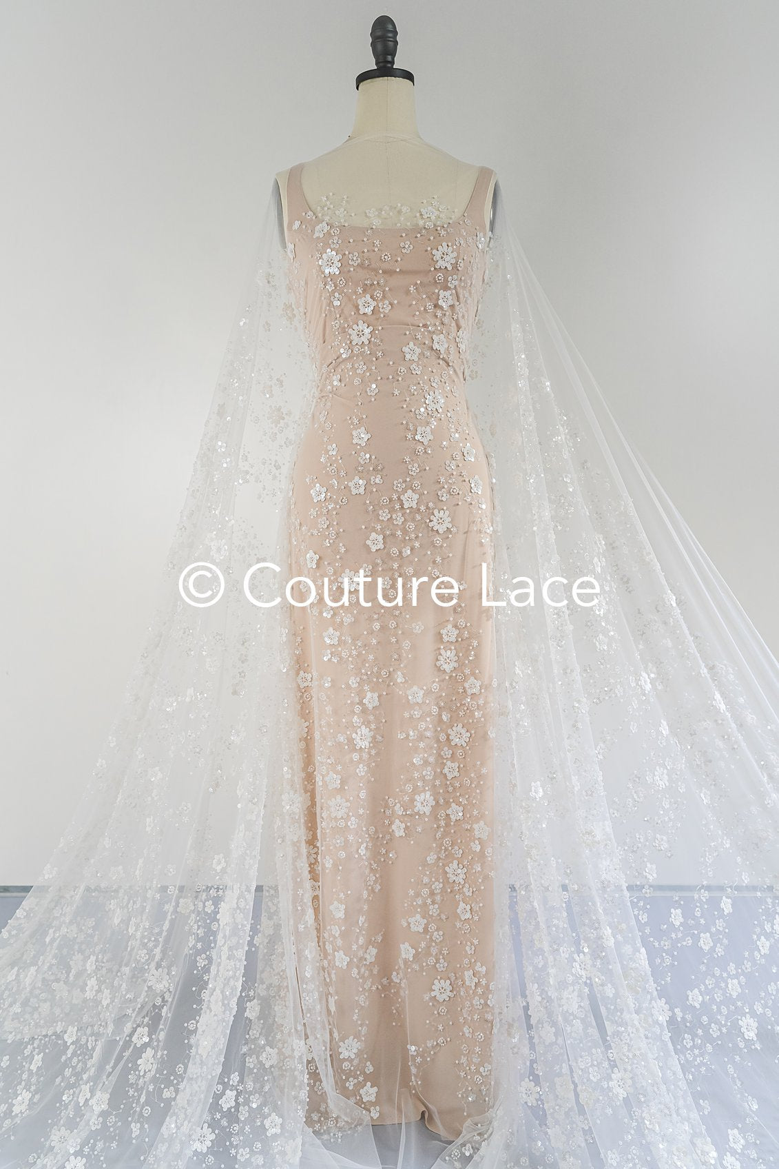 Beaded bridal lace/ Beaded embroidery for wedding dresses/ Bridal fabrics // L25-750