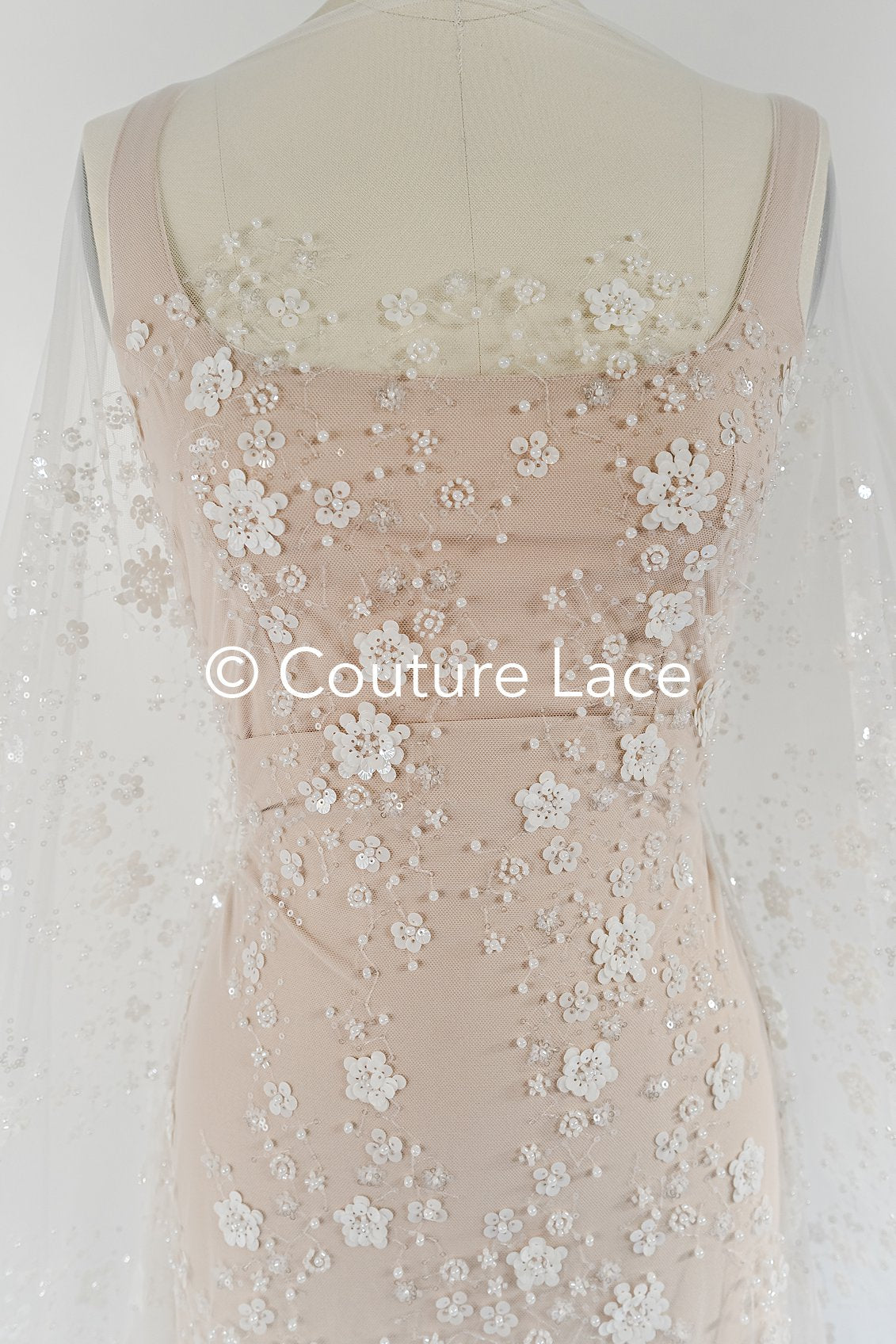 Beaded bridal lace/ Beaded embroidery for wedding dresses/ Bridal fabrics // L25-750