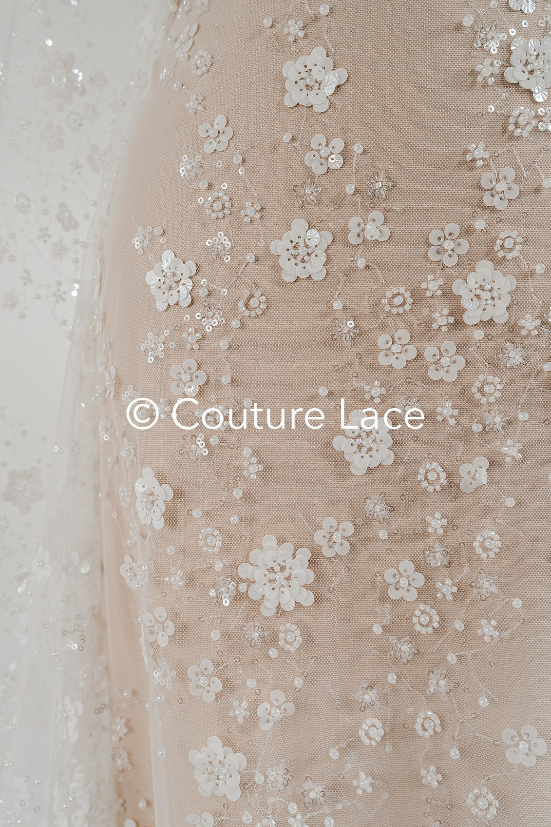 Beaded bridal lace/ Beaded embroidery for wedding dresses/ Bridal fabrics // L25-750