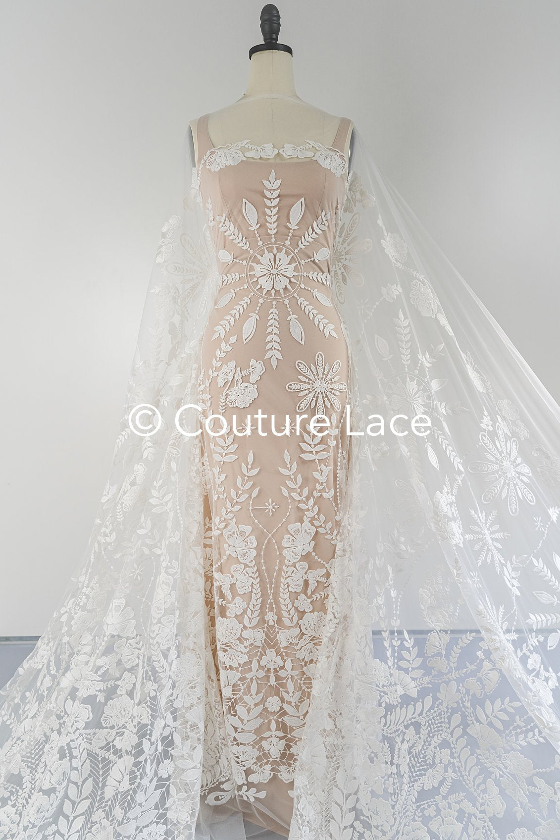 High-quality floral bridal lace/ Finest bridal lace with floral pattern// L25-753