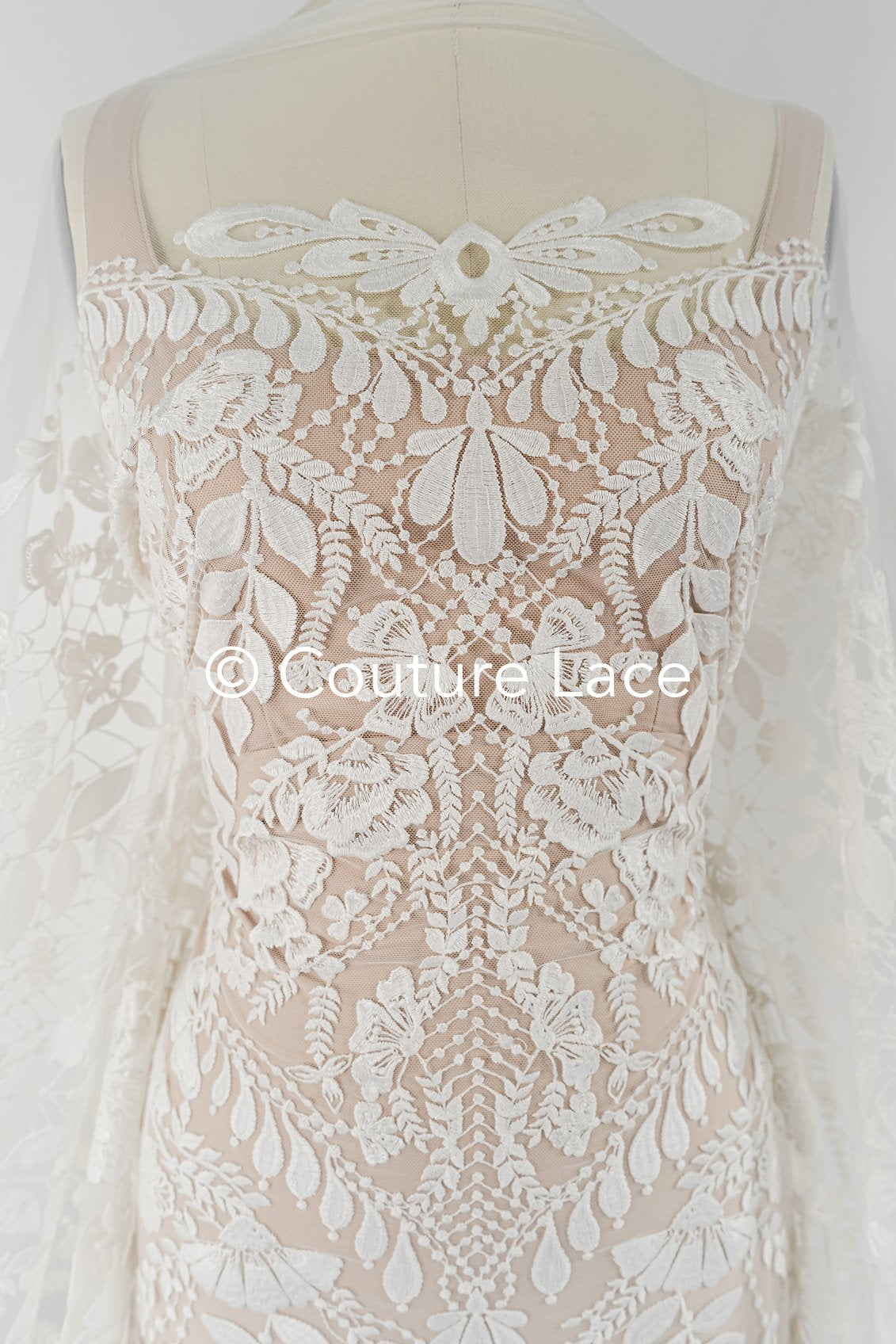 High-quality floral bridal lace/ Finest bridal lace with floral pattern// L25-753