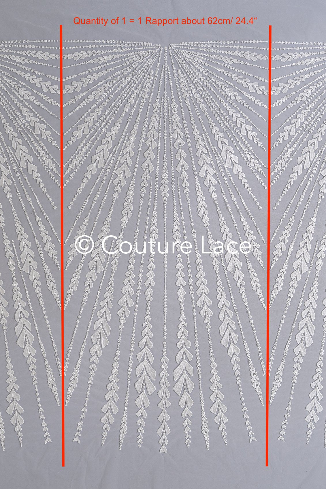Fine bridal lace with floral pattern/ Boho bridal lace // L25-755