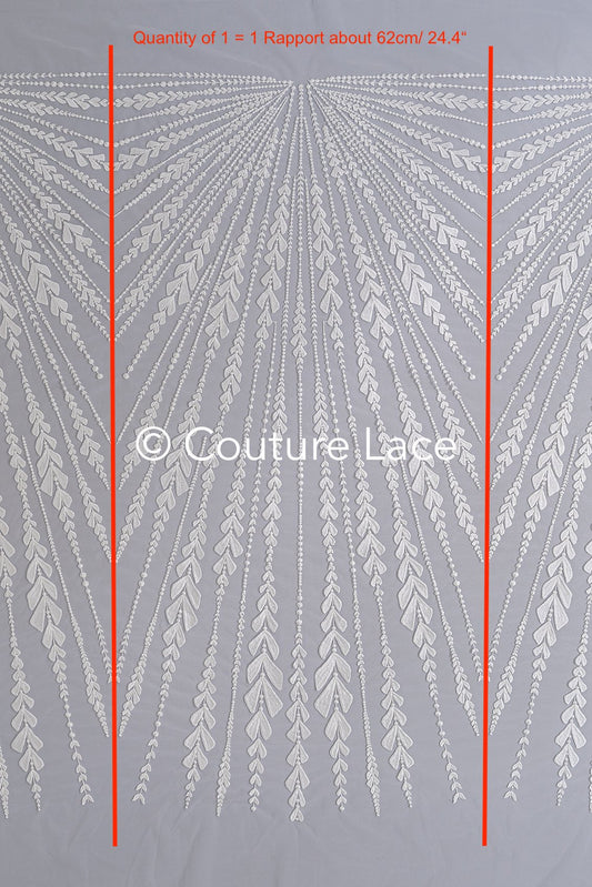 Feine Brautspitze mit Blumenmuster/ Boho Brautspitze // L25-755