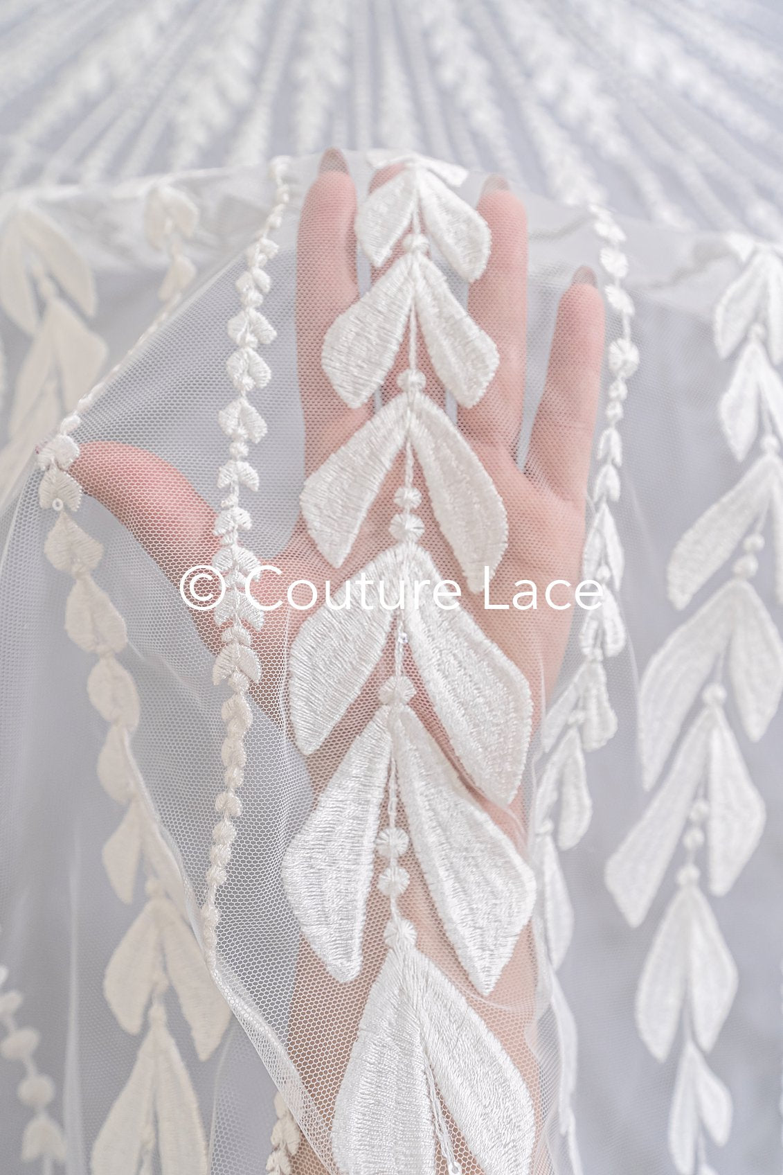 Fine bridal lace with floral pattern/ Boho bridal lace // L25-755