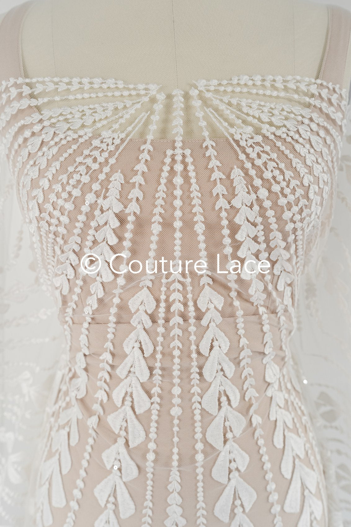 Fine bridal lace with floral pattern/ Boho bridal lace // L25-755