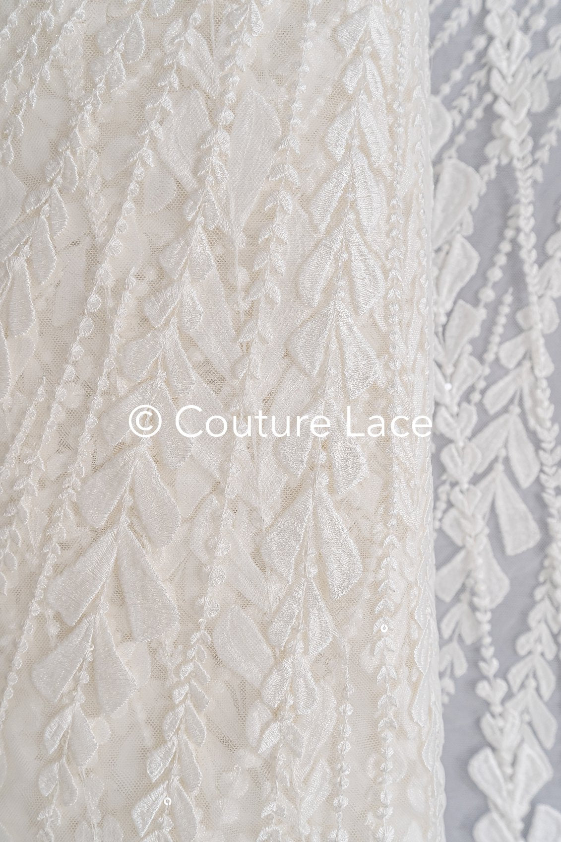 Fine bridal lace with floral pattern/ Boho bridal lace // L25-755