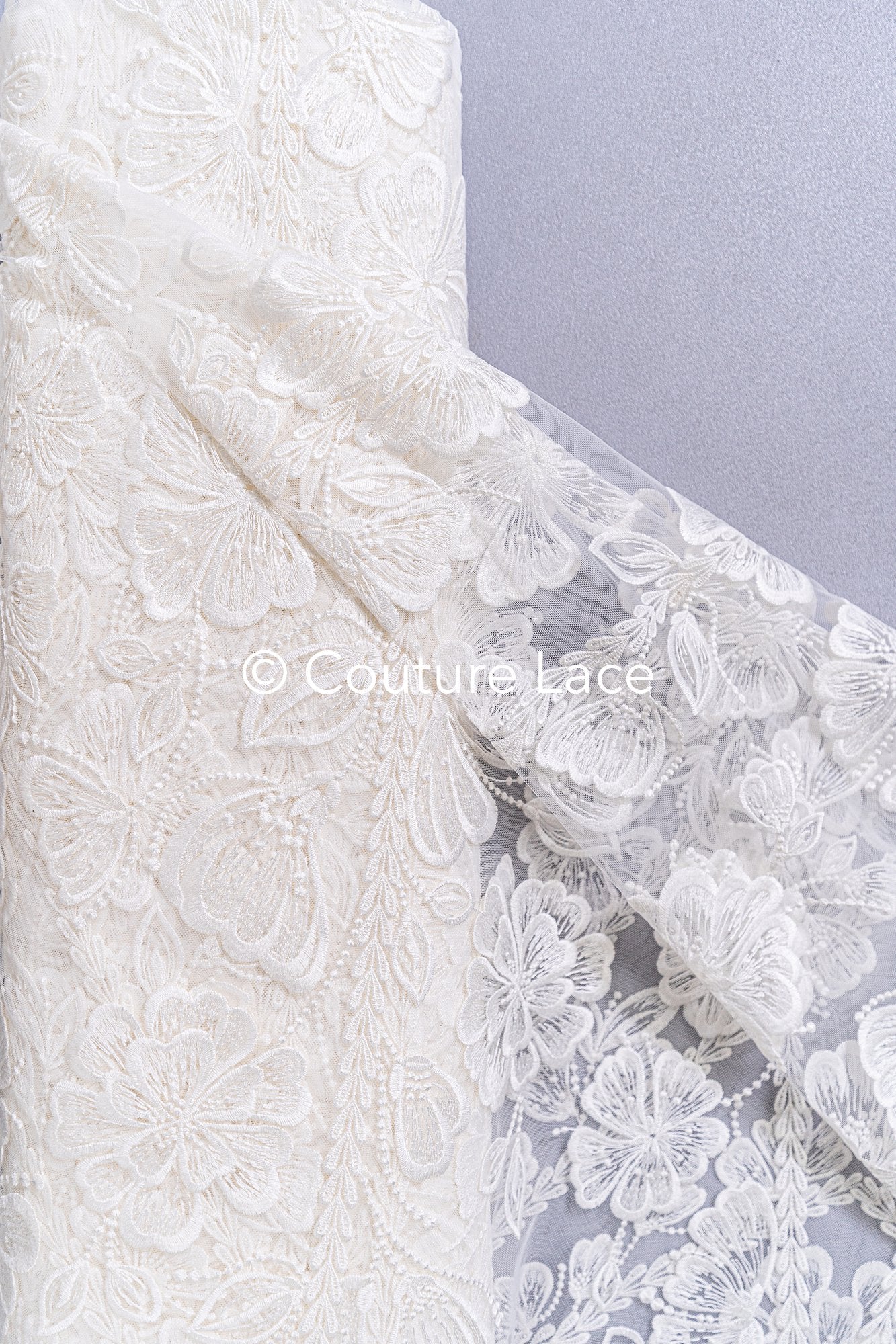Boho bridal lace with floral pattern/ Boho lace for wedding dress // L25-756
