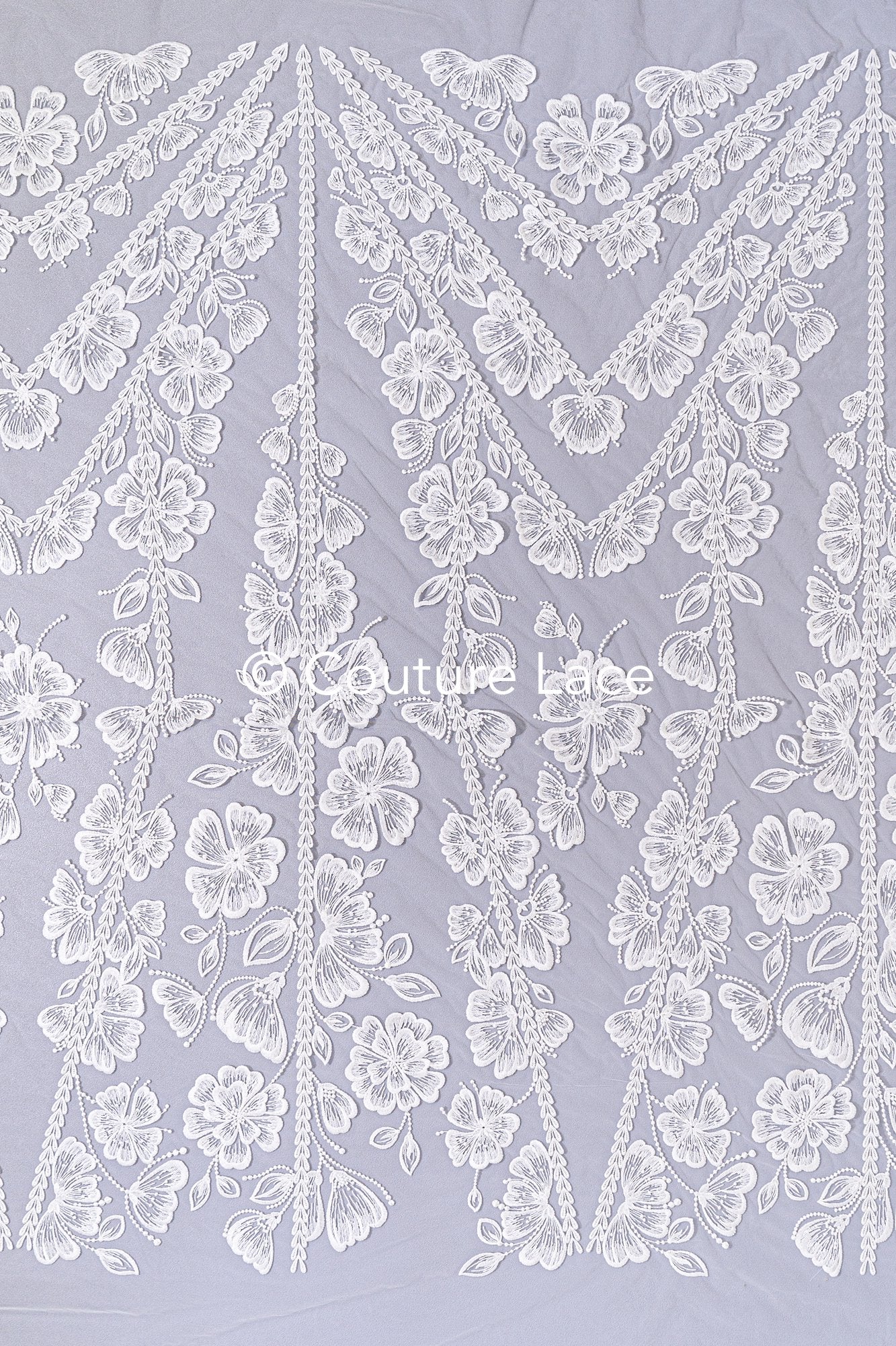 Boho bridal lace with floral pattern/ Boho lace for wedding dress // L25-756