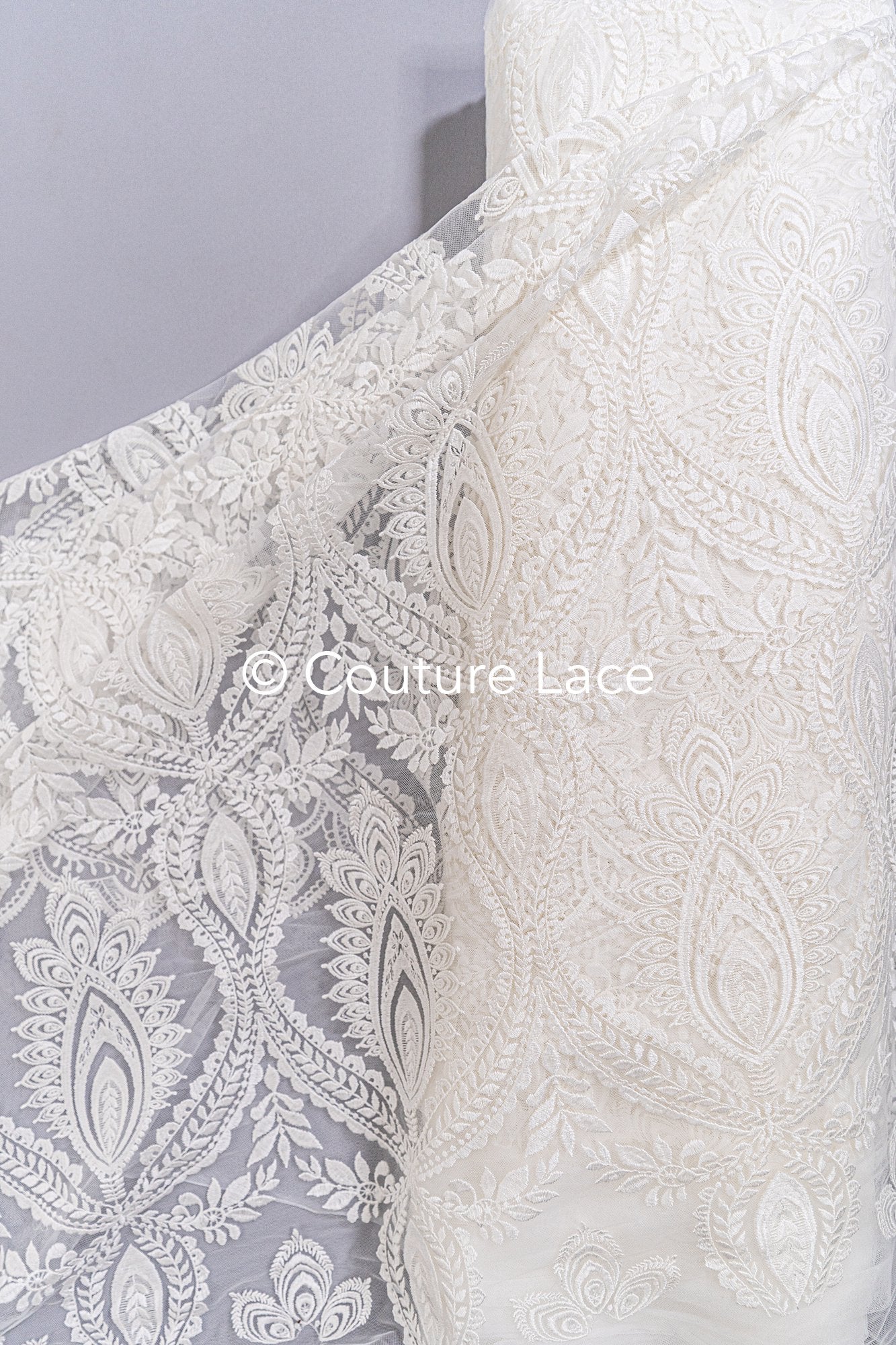 High-quality boho bridal lace with floral patterns/ Finest bridal lace in boho style// L25-829