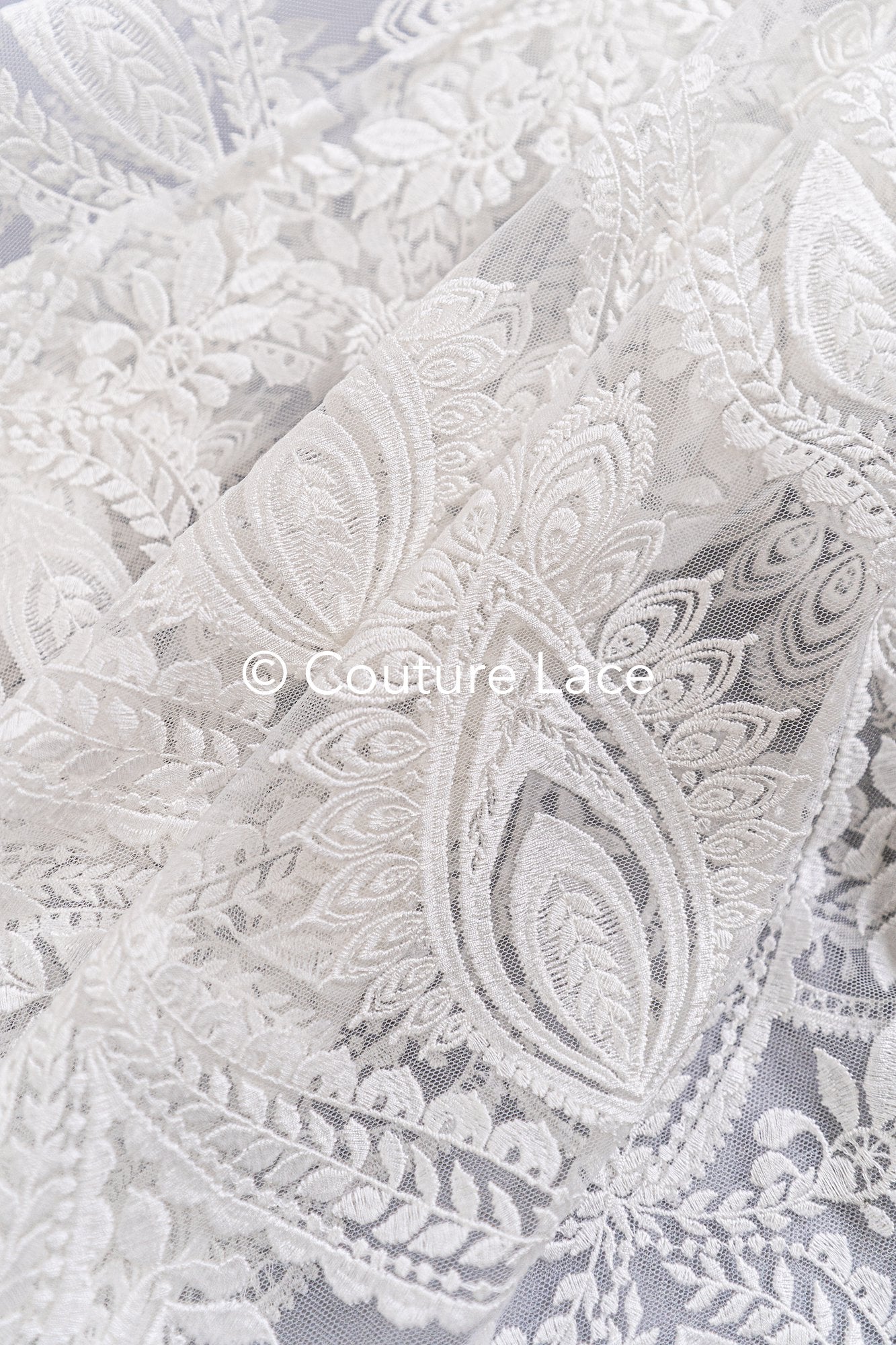 High-quality boho bridal lace with floral patterns/ Finest bridal lace in boho style// L25-829