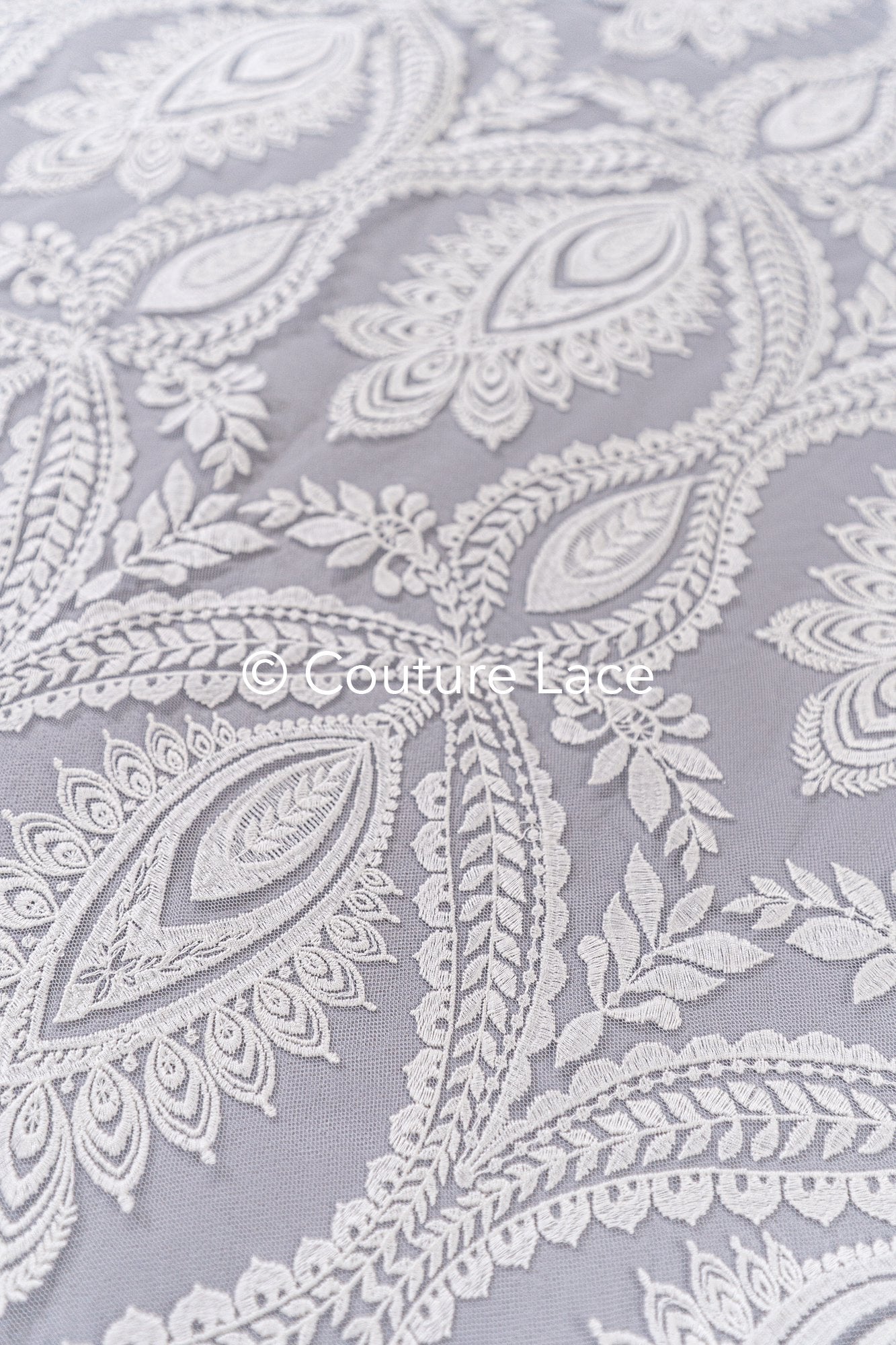 High-quality boho bridal lace with floral patterns/ Finest bridal lace in boho style// L25-829