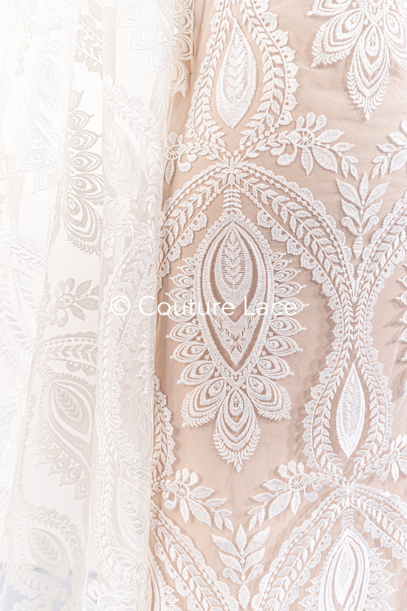 High-quality boho bridal lace with floral patterns/ Finest bridal lace in boho style// L25-829