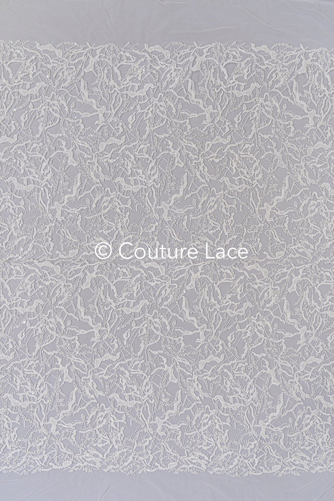 Abstract sequin and pearl embroidery for wedding dresses and decoration – Exclusive fabric for that special look // L25-831