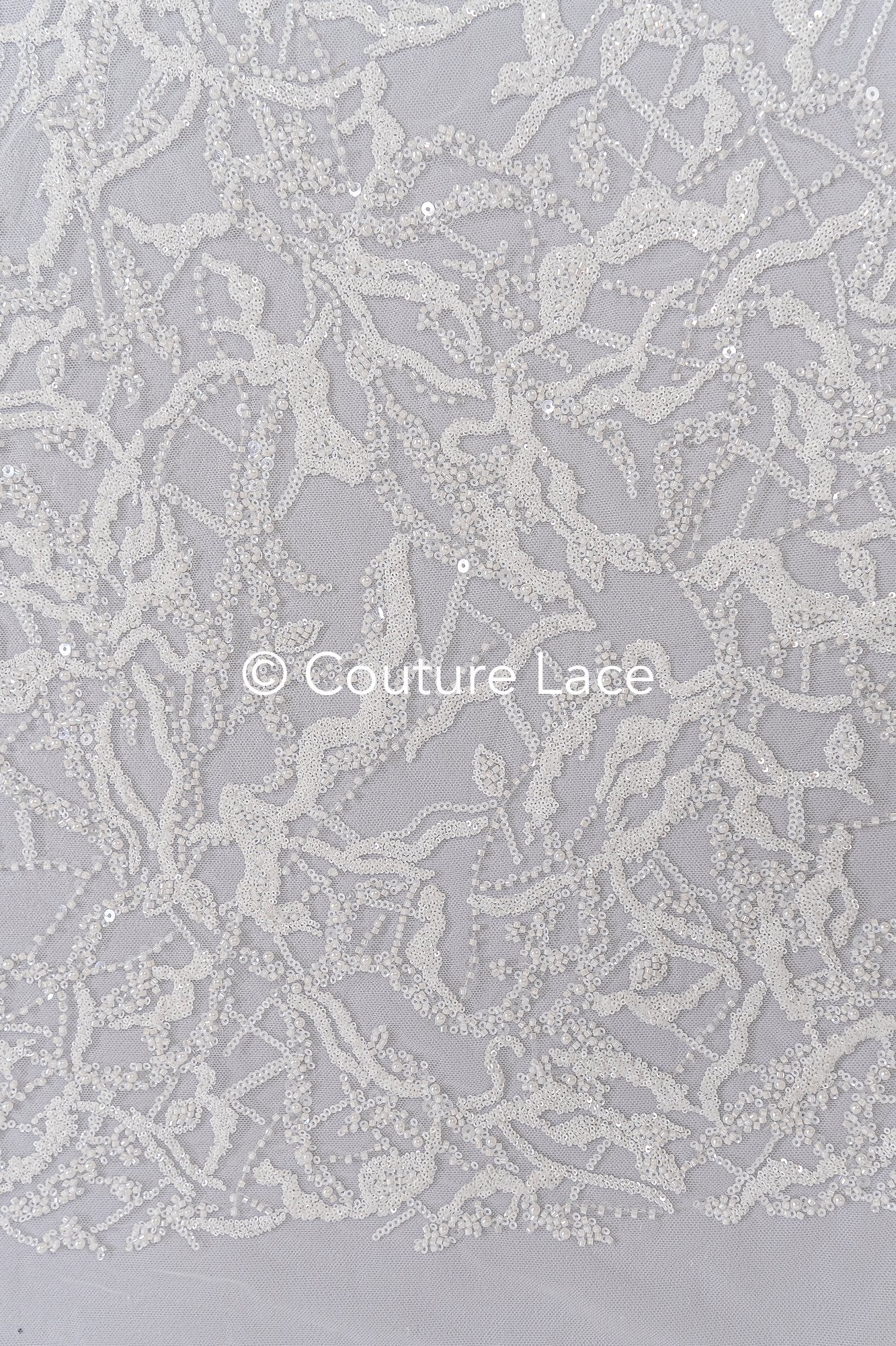 Abstract sequin and pearl embroidery for wedding dresses and decoration – Exclusive fabric for that special look // L25-831