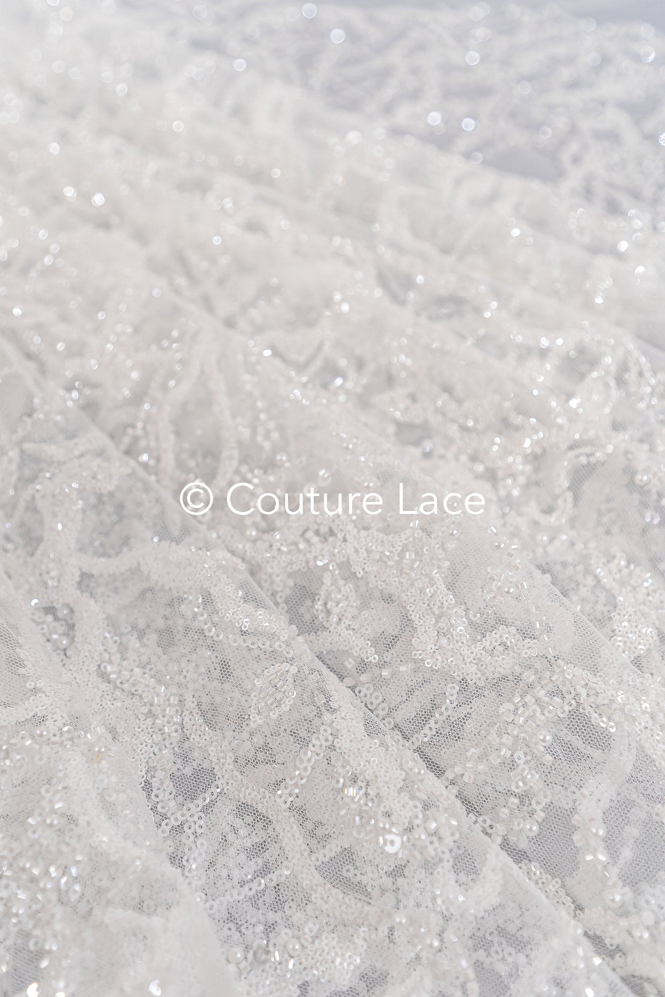 Abstract sequin and pearl embroidery for wedding dresses and decoration – Exclusive fabric for that special look // L25-831