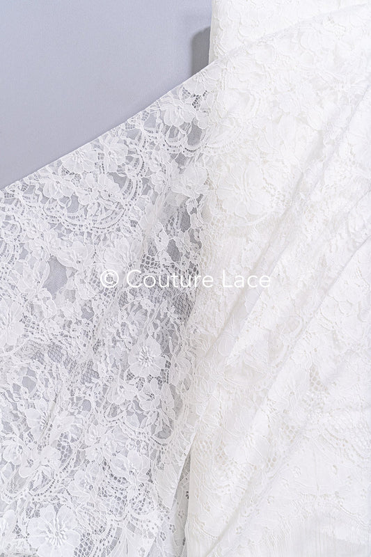 3 mètres de dentelle de mariée française / Dentelle de mariée à cils français // L25-845