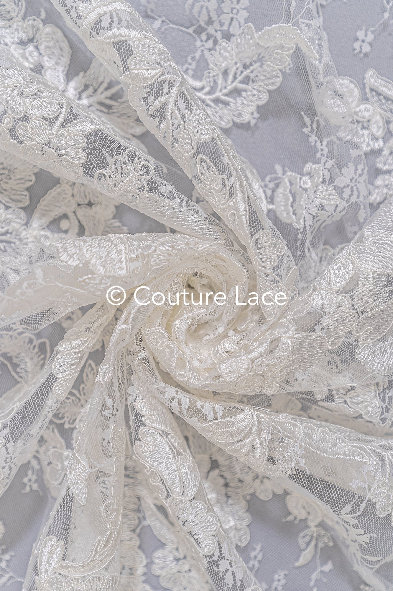 Luxurious floral bridal lace embroidered on fine French lace/ High-quality bridal lace // L25-846