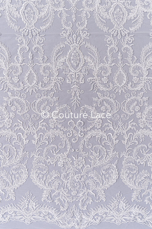 Florale Spitze für Brautkleider, Bestickte Brautspitze mit Blumenmuster // L25-858