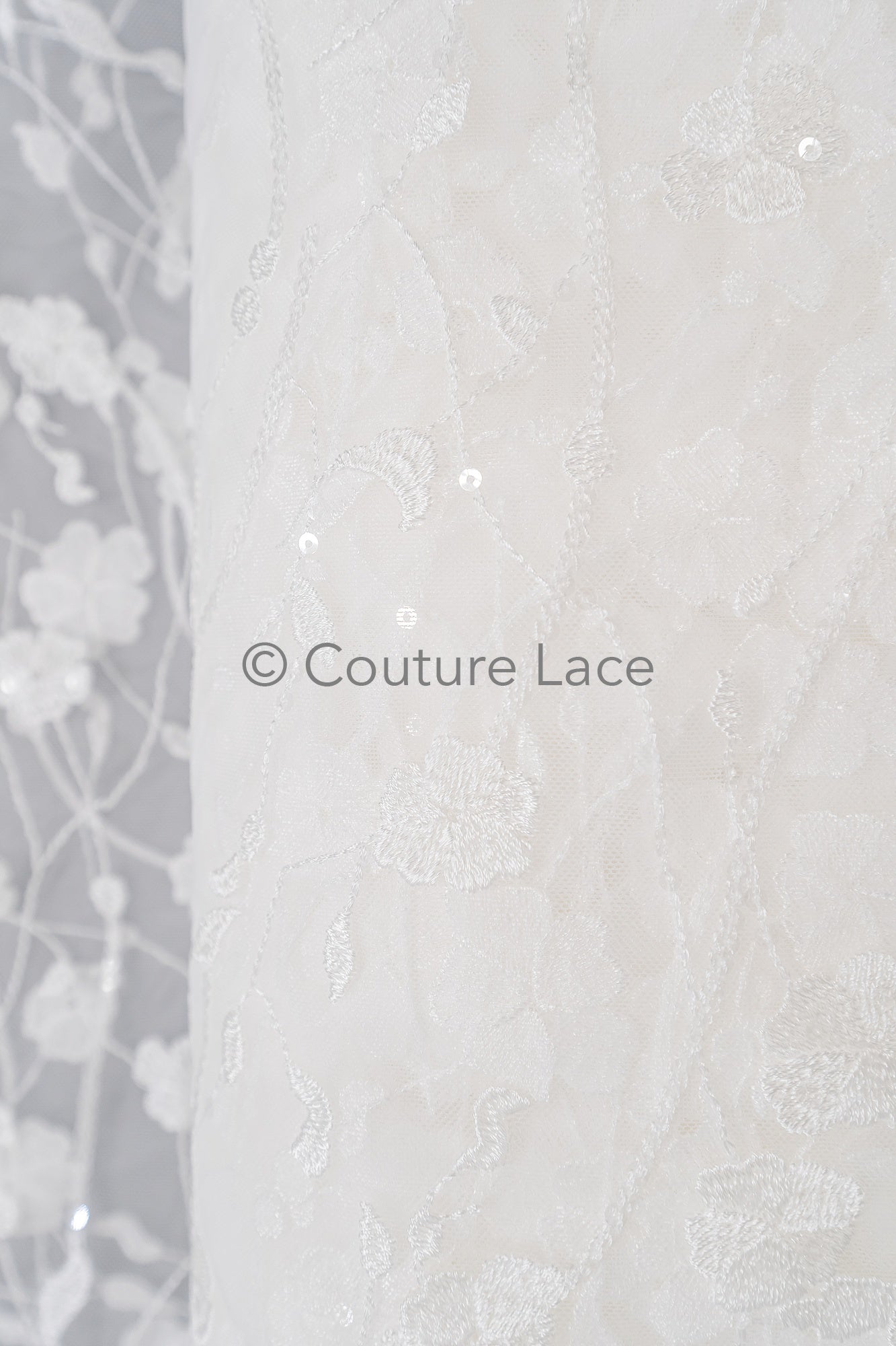 Florale Brautspitze/ Brautspitzenmaterial/ cremefarbene Brautspitze/ florale Hochzeitsspitze mit Pailletten/ Couture-Spitze// L23-631