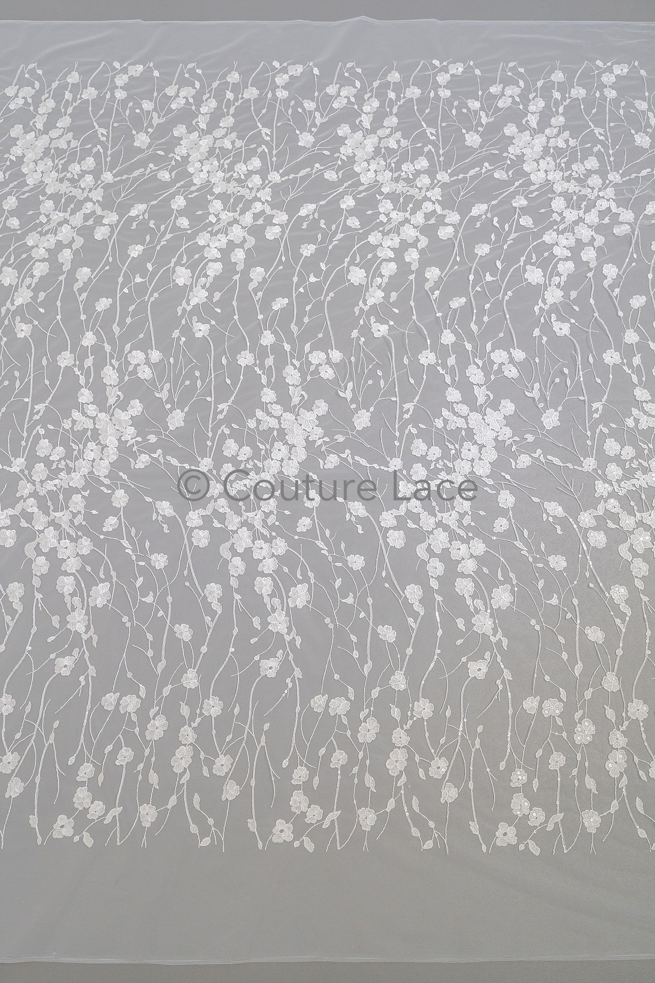 Florale Brautspitze/ Brautspitzenmaterial/ cremefarbene Brautspitze/ florale Hochzeitsspitze mit Pailletten/ Couture-Spitze// L23-631
