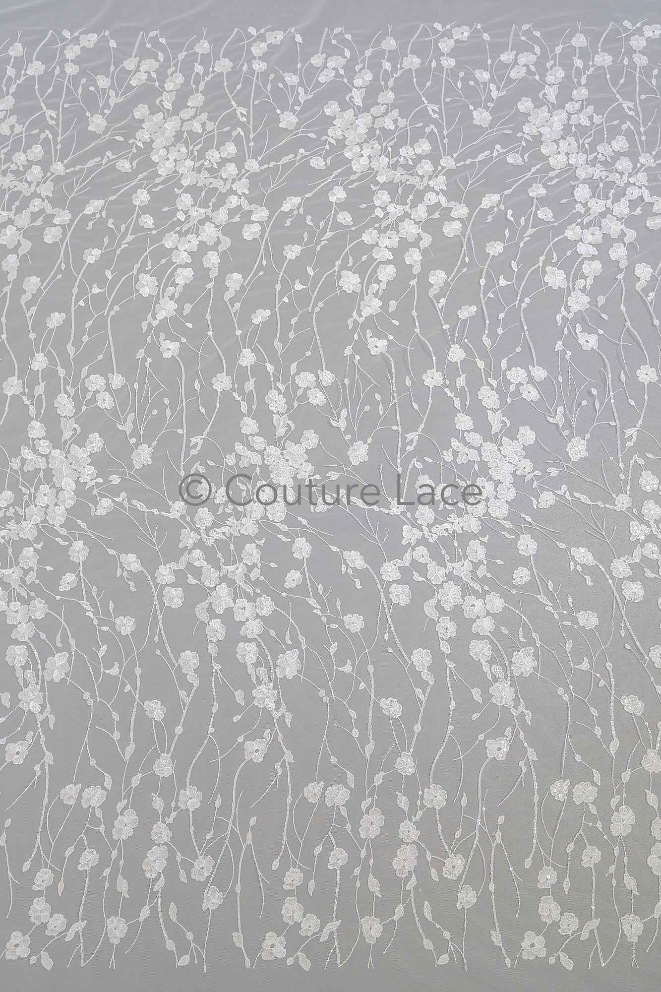Florale Brautspitze/ Brautspitzenmaterial/ cremefarbene Brautspitze/ florale Hochzeitsspitze mit Pailletten/ Couture-Spitze// L23-631