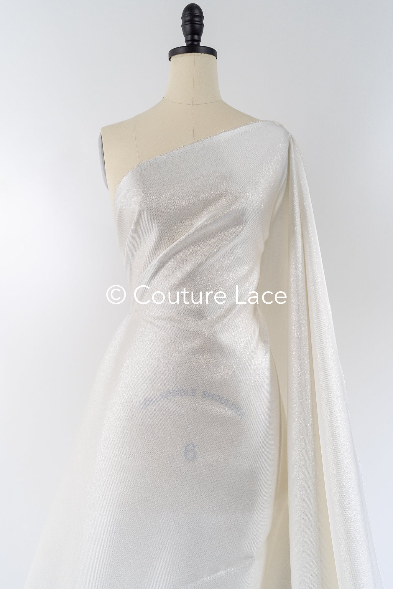 Structured Mikado Fabric Off-White with Silver Lyrex Threads – Perfect for Princess Wedding Dresses & Decoration// R-136