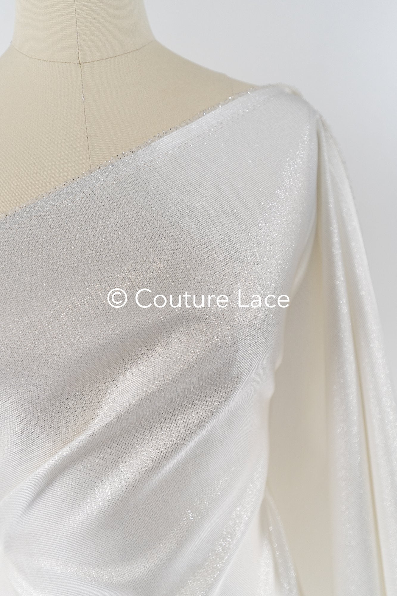 Structured Mikado Fabric Off-White with Silver Lyrex Threads – Perfect for Princess Wedding Dresses & Decoration// R-136