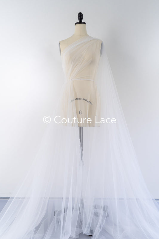 rein-weißer, 310cm breiter, sehr weicher Tüllstoff für Brautschleier & Brautkleider/ weicher Netzstoff/ Schleier Tüll// R-139-2