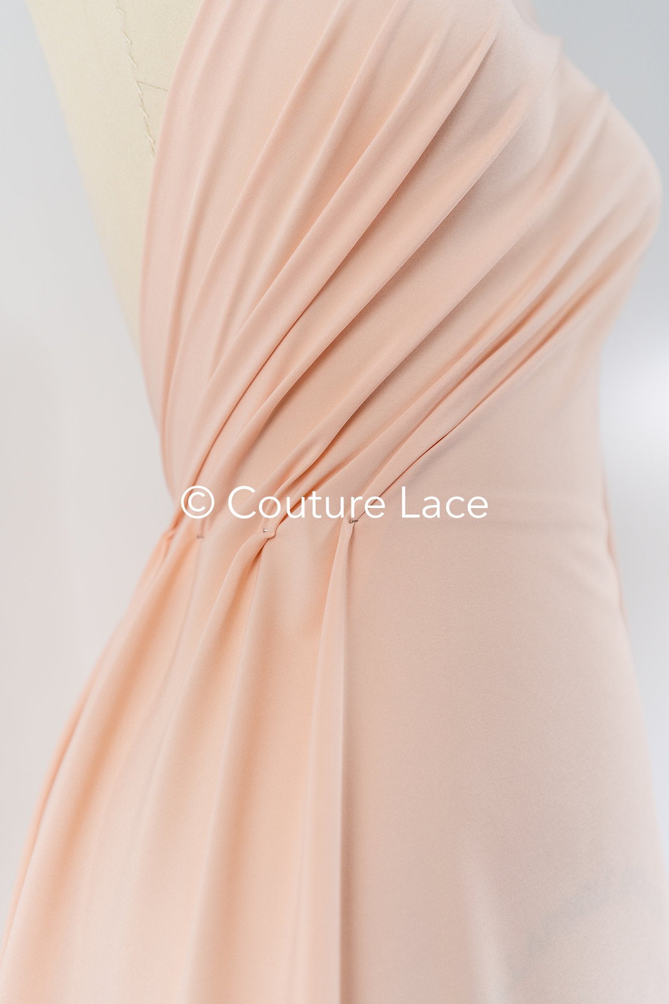 Peach-colored, soft stretch satin – ideal for elegant evening dresses and festive occasions // R-140-17