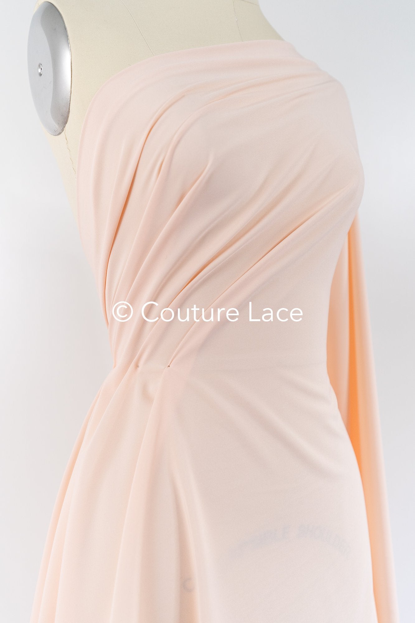 Bright Peach-colored, soft-rose colored stretch satin – ideal for elegant evening dresses and festive occasions // R-140-17