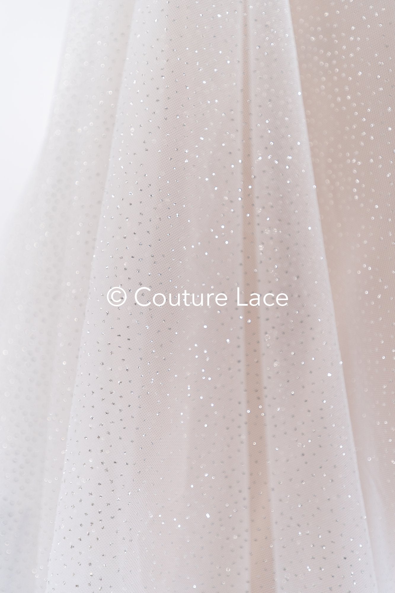 Fine Glitter Tulle/ Off-White Silver Glitter Tulle/ Glitter Tulle for Veils// R-207