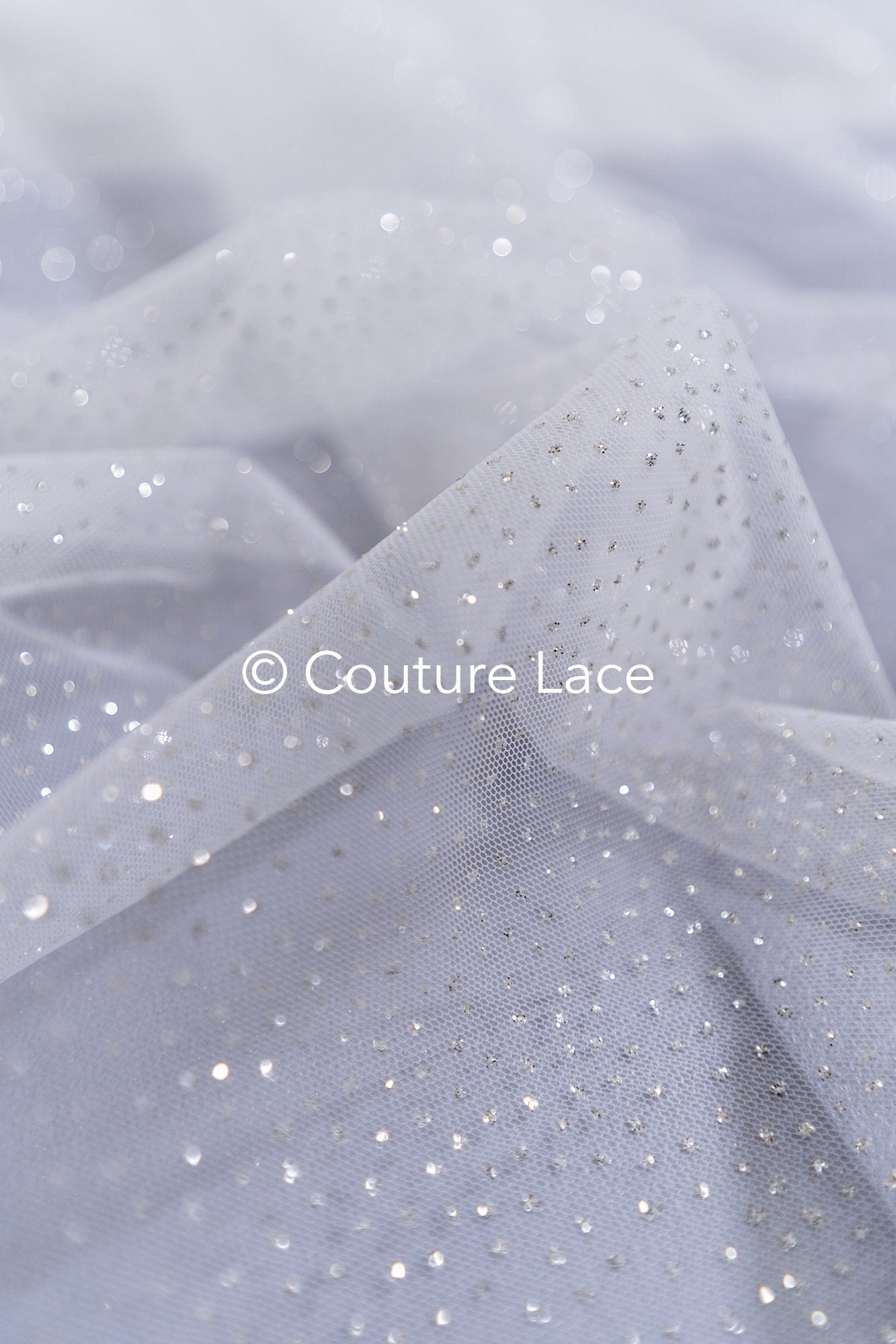 Fine Glitter Tulle/ Off-White Silver Glitter Tulle/ Glitter Tulle for Veils// R-207