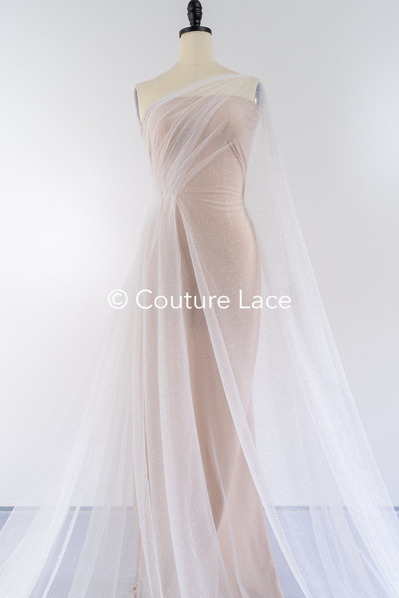 Fine Glitter Tulle/ Off-White Silver Glitter Tulle/ Glitter Tulle for Veils// R-207