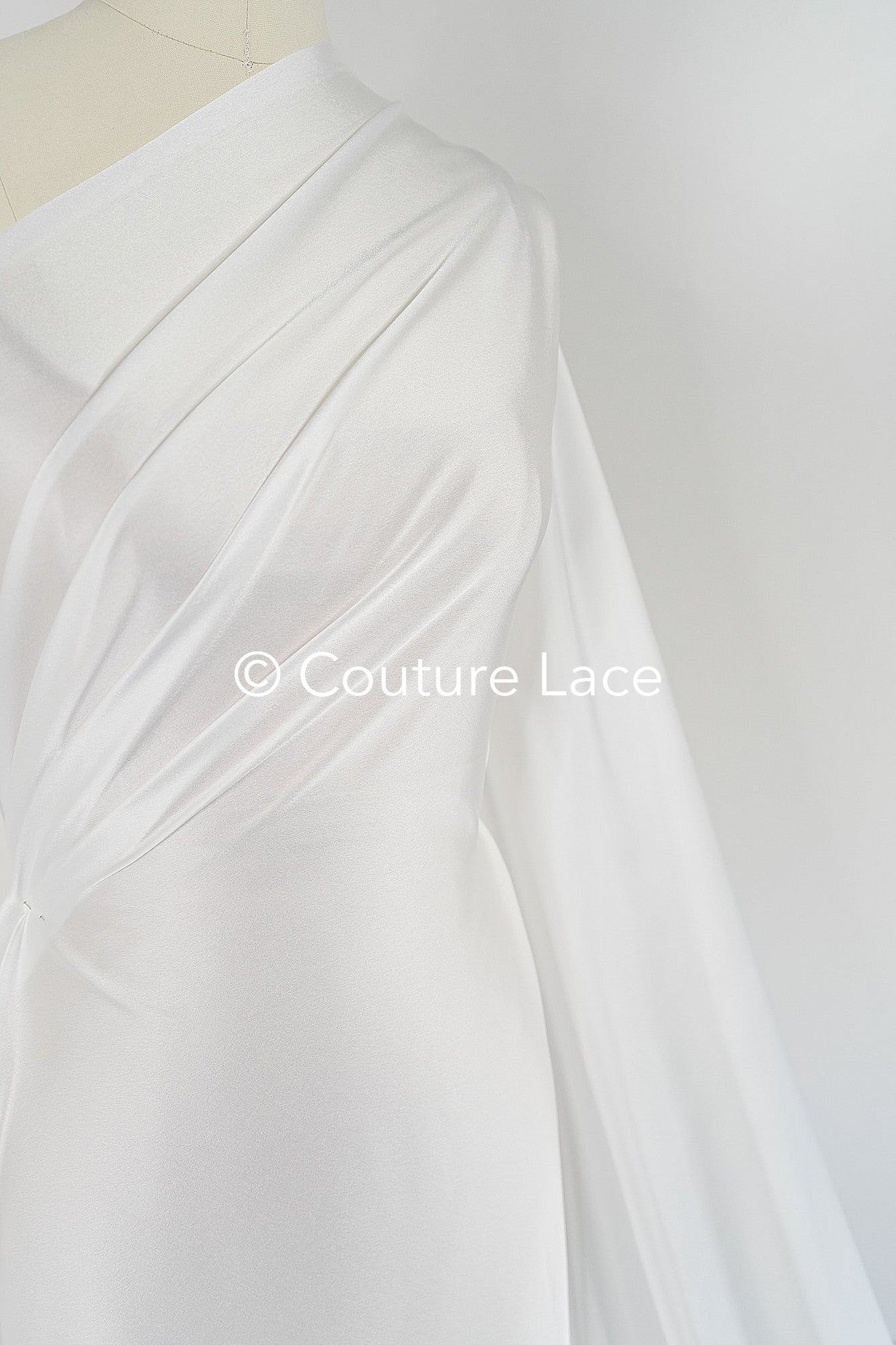 Light Silky Off-White Bridal Satin – Fine fabric for bridal wear, formal wear and home textiles // R-059