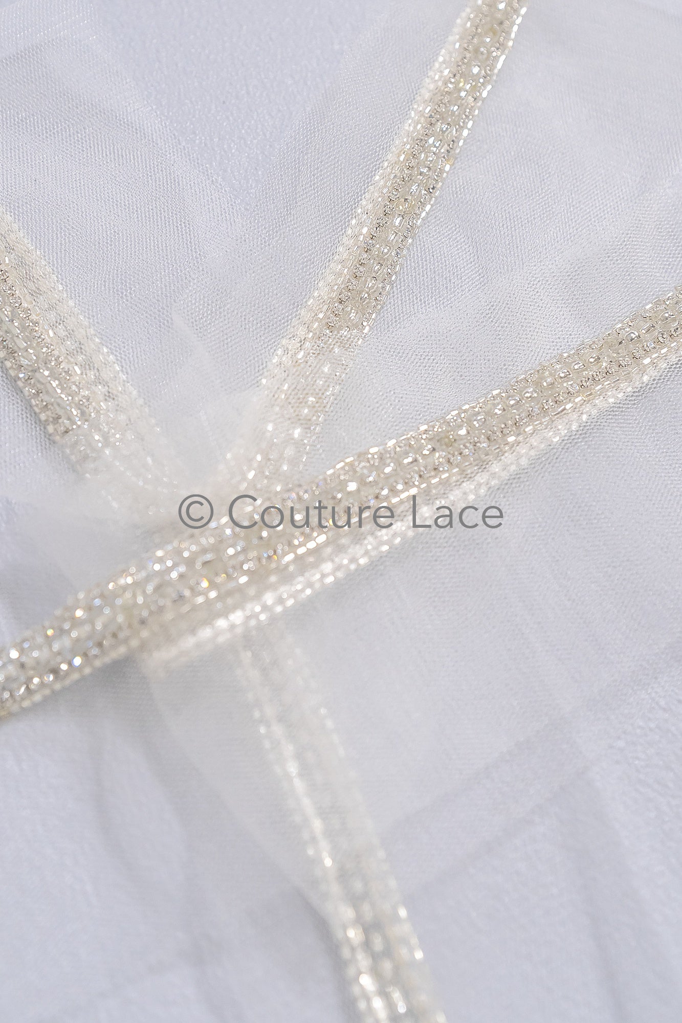 Brautspitze Borte mit Perlen & Kristallen Silber/ Spitzenborte mit Perlen/ Brautgürtel Borte/ Spitzenborte für Brautkleid// T24-092
