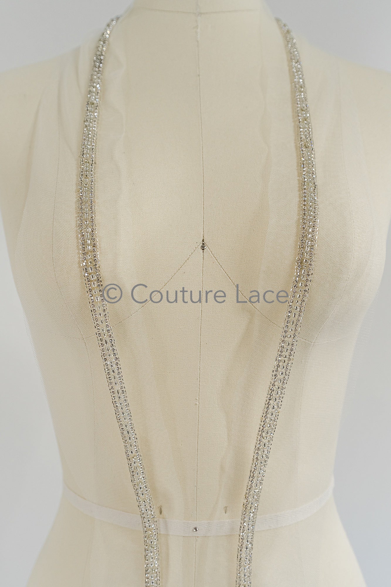 Brautspitze Borte mit Perlen & Kristallen Silber/ Spitzenborte mit Perlen/ Brautgürtel Borte/ Spitzenborte für Brautkleid// T24-092