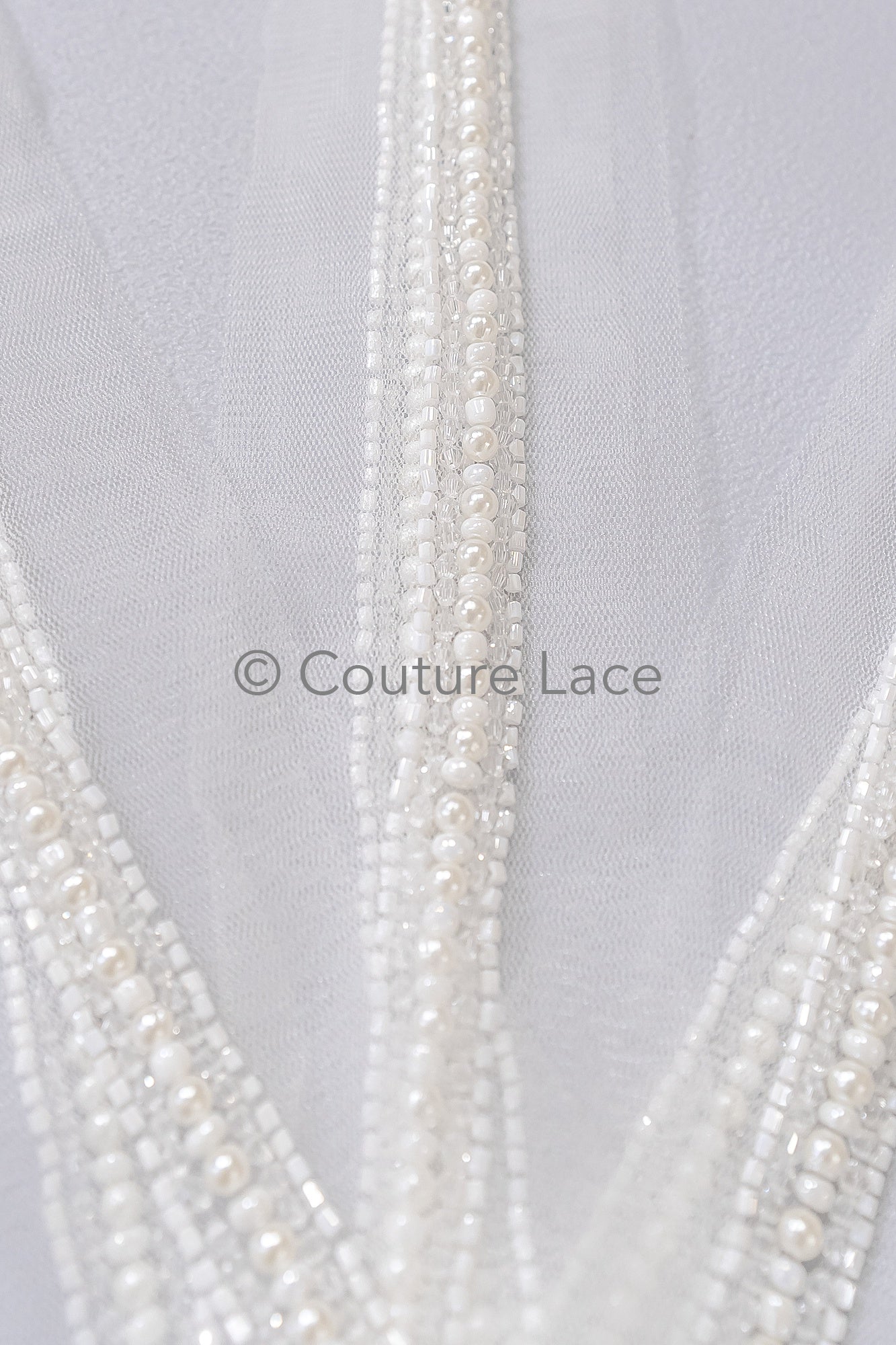 Brautspitze Borte mit Perlen/ weiße Spitzenborte mit Perlen/ Brautgürtel Borte/ Spitzenborte für Brautkleid// T24-093