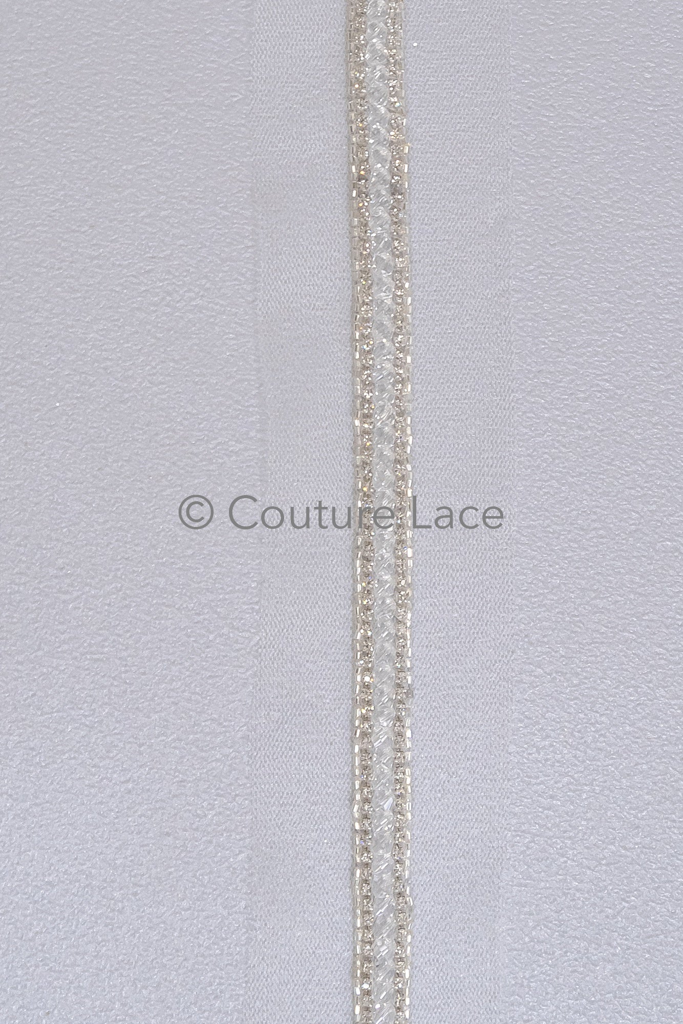 Brautspitze Borte mit Perlen & Kristallen Silber/ Spitzenborte mit Perlen/ Brautgürtel Borte/ Spitzenborte für Brautkleid// T24-094