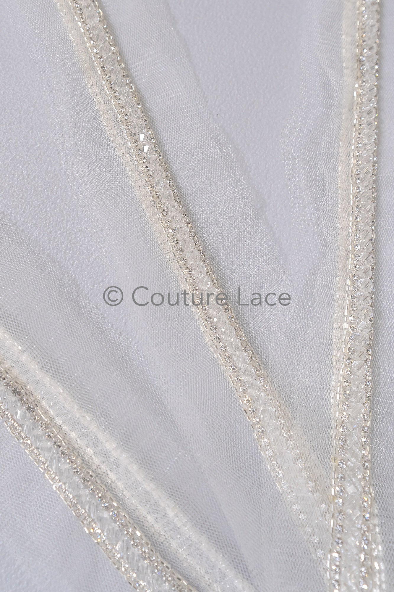 Brautspitze Borte mit Perlen & Kristallen Silber/ Spitzenborte mit Perlen/ Brautgürtel Borte/ Spitzenborte für Brautkleid// T24-094