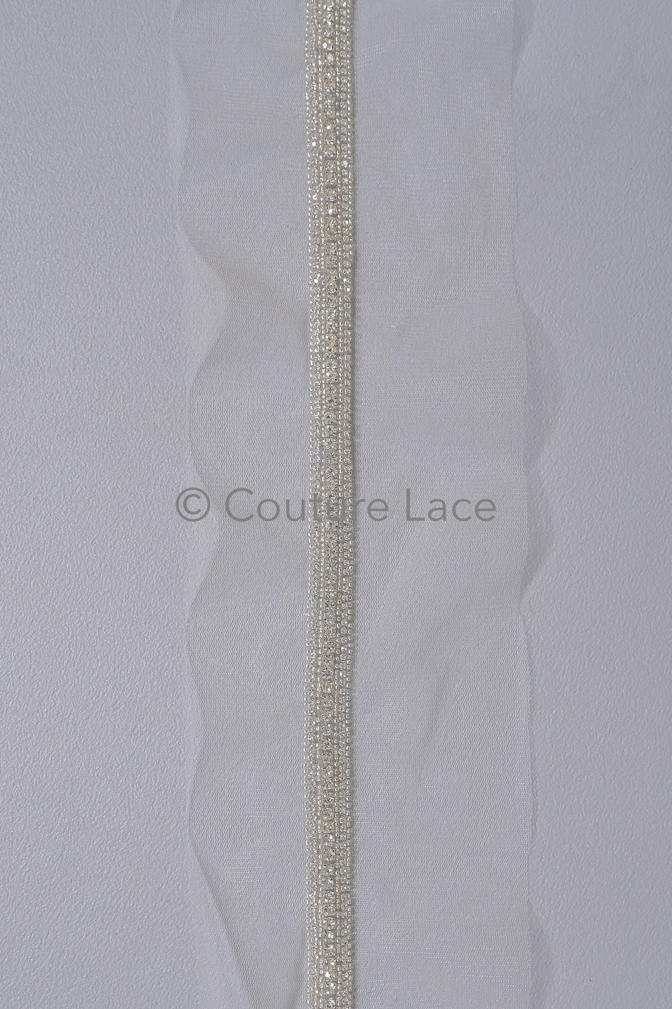 Brautspitze Borte mit Perlen & Kristallen Silber/ Spitzenborte mit Perlen/ Brautgürtel Borte/ Spitzenborte für Brautkleid// T24-097
