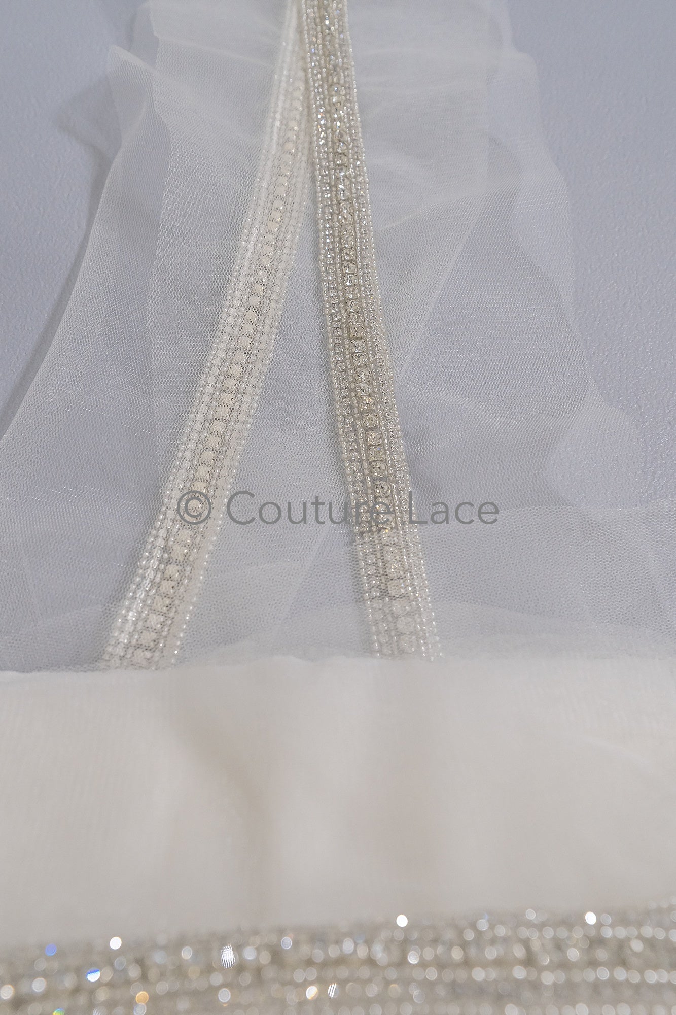 Brautspitze Borte mit Perlen & Kristallen Silber/ Spitzenborte mit Perlen/ Brautgürtel Borte/ Spitzenborte für Brautkleid// T24-097