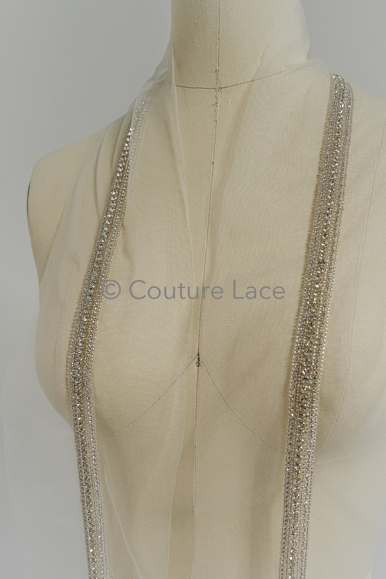 Brautspitze Borte mit Perlen & Kristallen Silber/ Spitzenborte mit Perlen/ Brautgürtel Borte/ Spitzenborte für Brautkleid// T24-097