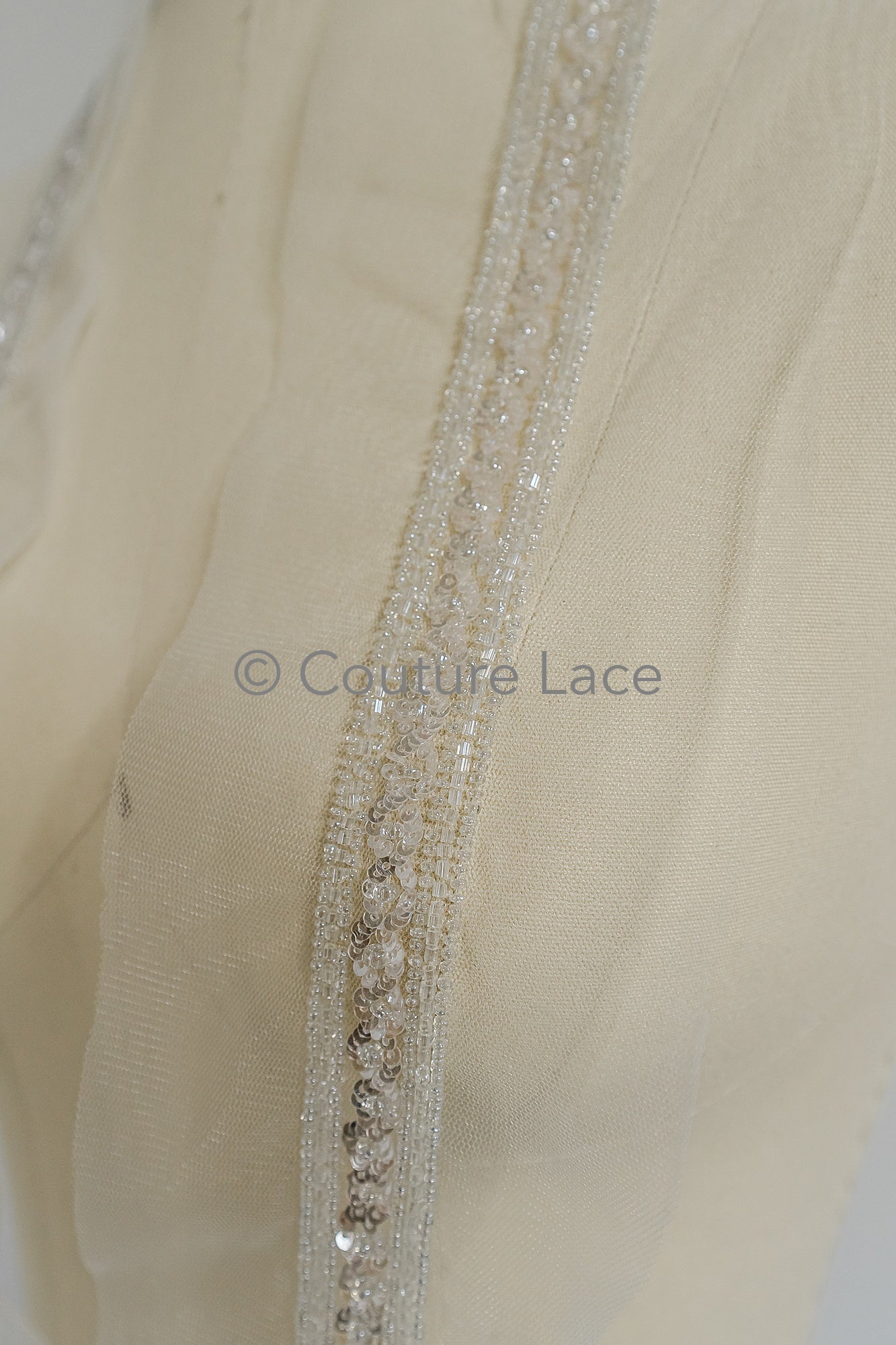 Brautspitze Borte mit Perlen & Pailletten Silber/ Spitzenborte mit Perlen/ Brautgürtel Borte/ Spitzenborte für Brautkleid// T24-098