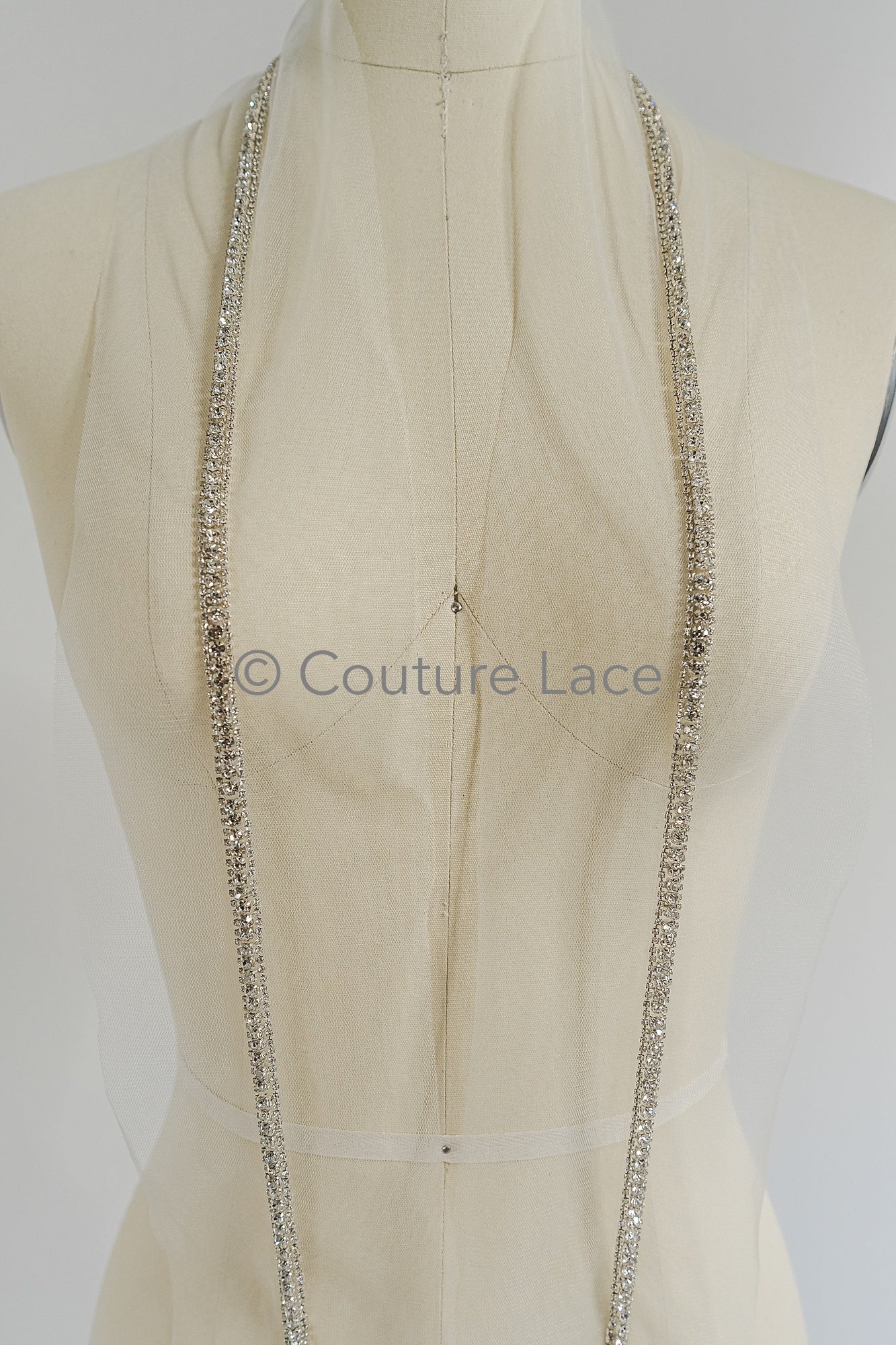 Brautspitze Borte mit Kristallen Silber/ Spitzenborte mit Swarowski Kirstallen/ Brautgürtel Borte/ Spitzenborte für Brautkleid// T24-099